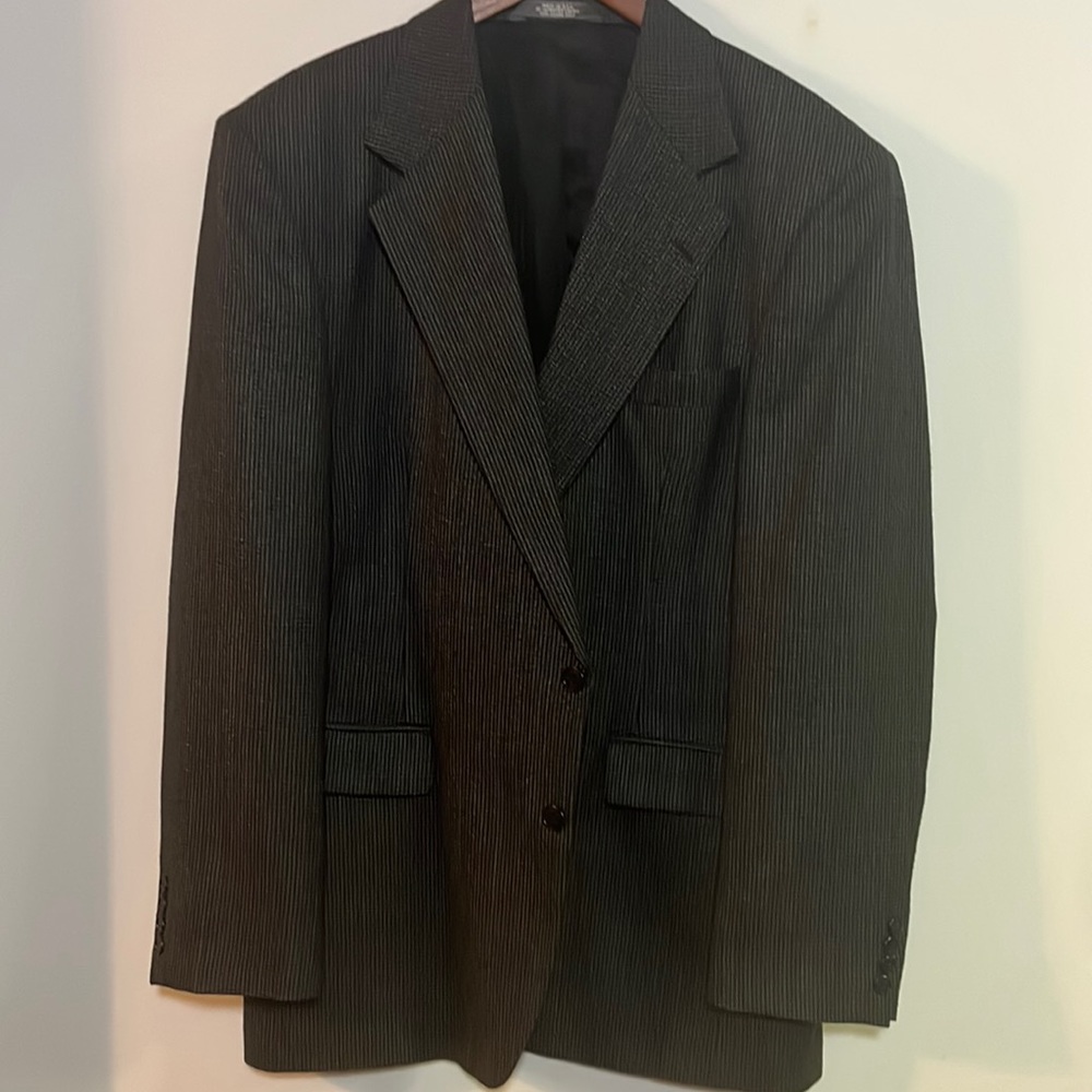 Haggar Gray Tweed Black Pinstripe Sport Coat Blazer 42L